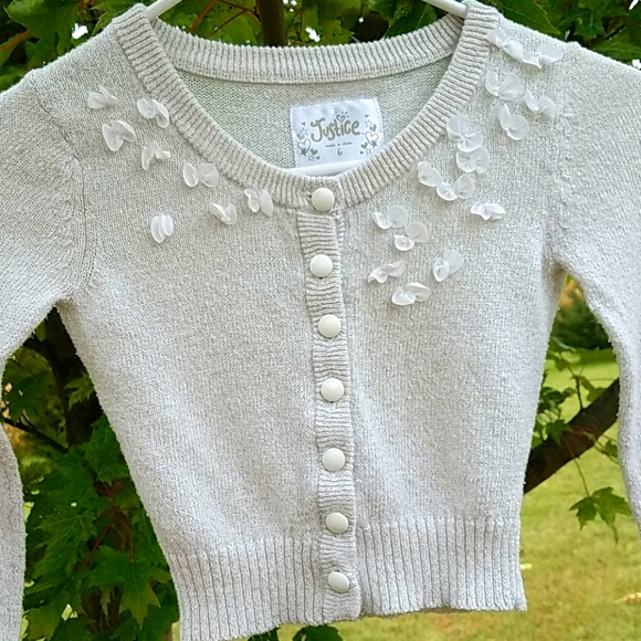 Justice Other - Justice 6 oatmeal/sparkling button sweater